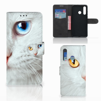 Huawei Nova 4 Telefoonhoesje met Pasjes Witte Kat