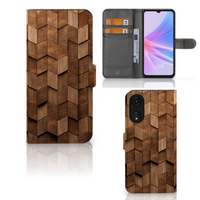 Book Style Case voor OPPO A78 5G | A58 5G Wooden Cubes - thumbnail