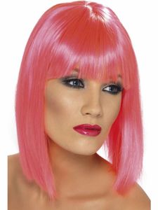 Pruik Glam Neon pink