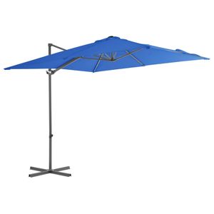 Zweefparasol met stalen paal 250x250 cm azuurblauw