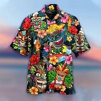 Heren overhemd set button-down tops korte mouw outdoor straat cartoon turndown regenboog mode hawaiian comfortabel strand/zomer/zomer Lightinthebox - thumbnail