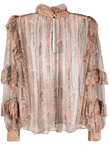 ETRO blouse volantée à imprimé cachemire - Rose