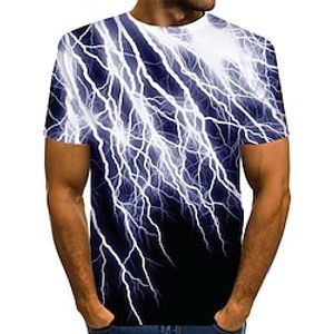 blikseminslagen grafisch shirt voor heren abstract ronde hals groen paars geel wit dagelijks korte mouwen print kleding basic overdreven t-shirt casual blauw katoen Lightinthebox