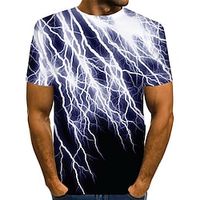 blikseminslagen grafisch shirt voor heren abstract ronde hals groen paars geel wit dagelijks korte mouwen print kleding basic overdreven t-shirt casual blauw katoen Lightinthebox - thumbnail