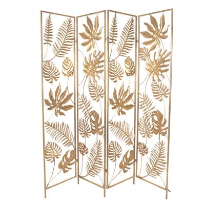 Kamerscherm 4 panelen 160x179 cm Goudkleurig Ijzer Bladeren Rechthoek