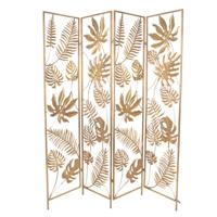 Kamerscherm 4 panelen 160x179 cm Goudkleurig Ijzer Bladeren Rechthoek