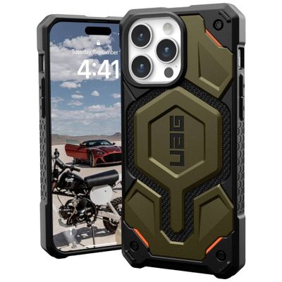 Urban Armor Gear Monarch Pro MagSafe Backcover Apple iPhone 15 Pro Max Kevlar, Groen MagSafe compatible