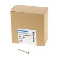 Spaanplaatschroef roestvaststaal A2 platkop pozidrive-2 4.5X40 voldraad (200)