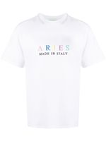 Aries t-shirt en coton à logo brodé - Blanc