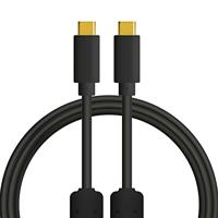 DJ Techtools Chroma Cable USB-C to C black, hoogwaardige USB 2.0-kabel (vergulde USB-contacten, ferrietkern, 1,0 m lang, adapterkabel, geïntegreerde klittenbandkabel), zwart