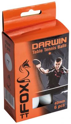 Fox TT tafeltennisballen Darwin 1 Star 40 mm wit 6 stuks Fox TT tafeltennisballen Darwin 1 Star 40 mm wit 6 stuks
