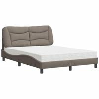 vidaXL Bed met matras stof taupe 140x190 cm, bed, bed ombouw, stoffen bed, bedbodem, 2-persoons bed, gewelfd bedframe, gewelfd stoffen bedframe