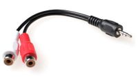 ACT 0,15 meter audio aansluitkabel 1x 3.5mm stereo jack male - 2x Tulp female