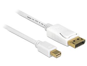 Delock 83483 DisplayPort-kabel Mini-displayport / DisplayPort Adapterkabel Mini DisplayPort-stekker, DisplayPort-stekker 3.00 m Wit Vergulde steekcontacten