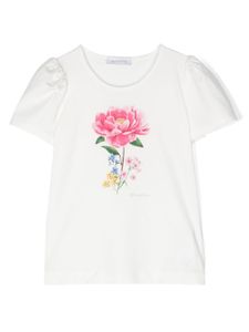 Monnalisa t-shirt fleuri à col rond - Blanc