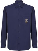 Dolce & Gabbana logo-embroidered cotton shirt - Bleu - thumbnail