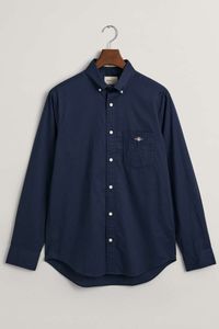 GANT Regular Fit Overhemd Marine, Effen