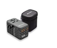 Verbatim GaN universele reisadapter UTA‑06 100 W, stekkeradapter met 2 USB‑A en 2 USB-C poorten, snellader voor laptop, mobiele telefoon, camera en co, reisstekker wereldwijd inzetbaar, 100-250 V