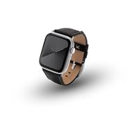 JT Berlin Charlie horlogeband voor Apple Watch 49 mm/45 mm/44 mm/42 mm lederen band [Watch Ultra, Watch SE, Serie 8/7 / 6/5 / 4/3 / 2/1, aluminium sluiting] zwart/zilver, Zwart/Zilver, Klassiek
