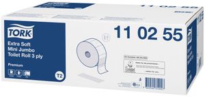 Toiletpapier Tork Mini jumbo T2 premium 3-laags 12x120mtr wit 110255