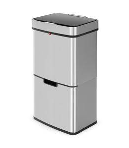 Hailo Öko Vario XL 0656-001 Afvalscheidingssysteem 50 l RVS, Kunststof Zilver Anti-vingerafdrukken, Met automatische deksel 1 stuk(s)