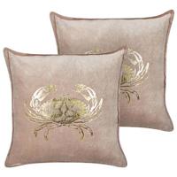 Beliani - SEAPEN - Sierkussen set van 2 - Taupe - 45 x 45 cm - Fluweel