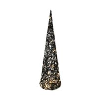 LED piramide kerstboom - H40 cm - zwart - rotan - kerstverlichting   - - thumbnail