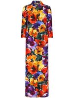 Dolce & Gabbana floral-print long-length single-breasted coat - Rouge