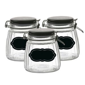 Weckpot/inmaakpot - 4x - 1L - glas - met beugelsluiting - incl. etiketten