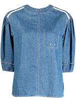 3.1 Phillip Lim haut crop en coton à coutures contrastantes - Bleu - thumbnail