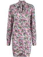 ISABEL MARANT robe fleurie à col lavallière - Rose