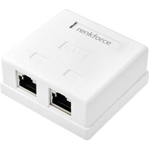 Renkforce Netwerkadapter Opbouw (op muur) CAT 6 2 poorten Wit