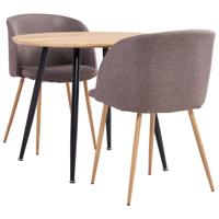 vidaXL 3-delige Eethoek stof bruin