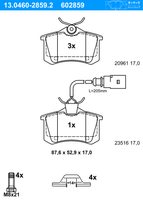 Remblokkenset, schijfrem ATE, u.a. für VW, Ford, Seat