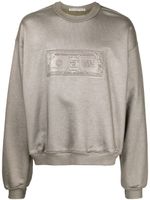 Alexander Wang sweat métallisé à logo embossé - Gris