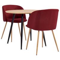 vidaXL 3-delige Eethoek stof wijnrood