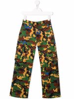 Off-White Kids pantalon à imprimé camouflage - Vert