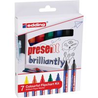 Edding Colourful Flipchart Kit permanente marker Gesorteerd Zwart, Blauw, Groen, Oranje, Rood, Geel 7 stuk(s) - thumbnail