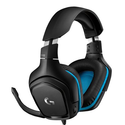 Logitech Gaming G432 Over Ear headset Gamen Kabel 7.1 Surround Zwart, Blauw Volumeregeling, Microfoon uitschakelbaar (mute)