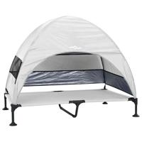 vidaXL Verhoogd Hondenbed met Afneembaar Dak Zilvergrijs XL Staal