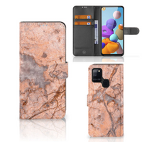 Samsung Galaxy A21s Bookcase Marmer Oranje - thumbnail