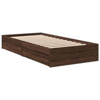 vidaXL Bedframe met lades bewerkt hout bruin eikenkleurig 75x190 cm, bed, bed met opbergruimte, 1-persoons bedframe, 1-persoonsbed