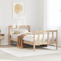 vidaXL Bedframe met hoofdbord massief grenenhout 90x190 cm, bed, bed ombouw, boxspring, bedbodem, slaapkamermeubel, eenpersoonsbed, 1 persoonsbed