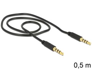 Delock 83434 Stereo Jack Kabel 3,5 mm 4-pins male naar male 0,5 m zwart