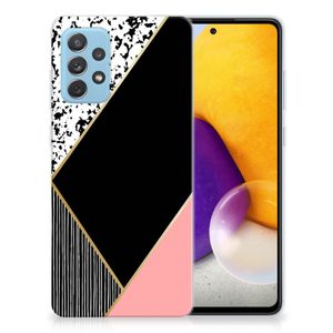 Samsung Galaxy A72 TPU Hoesje Zwart Roze Vormen