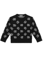 Dolce & Gabbana Kids pull en laine à logo en jacquard - Noir