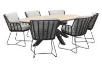 4 Seasons Fabrice antraciet / GI Edison 220 x 115 cm. tafel - ovale tuinset