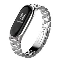 By Qubix - Metalen schakelarmband voor Compatible met Xiaomi Mi Band 3/4/5/6 / 7 - Zilver - Compatible Xiaomi bandje