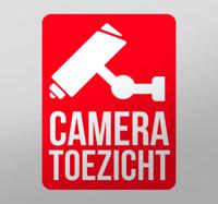 Cameratoezicht rood bord zelfklevende sticker - thumbnail