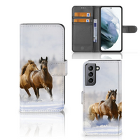 Samsung Galaxy S21 FE Telefoonhoesje met Pasjes Paarden - thumbnail